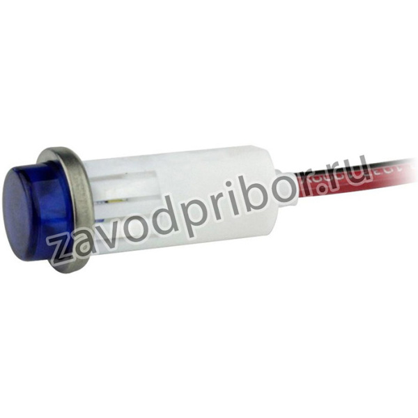 1092C6-12V, Panel Mount Indicator Round 0.5" LED 12V Wire Hi-Hat Blue