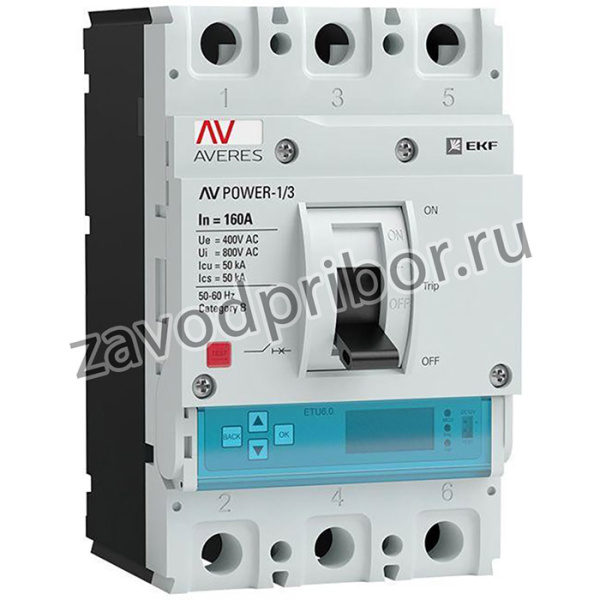 Выключатель автоматический 3п 160А 50кА AV POWER-1/3 ETU6.2 AVERES EKF mccb-13-160-6.2-av