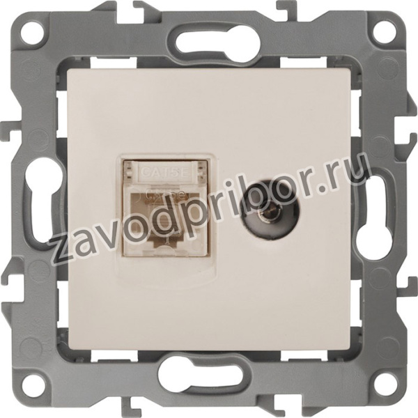 12-3110-02 ЭРА Розетка комбинированная RJ45+TV, IP20, Эра12, слоновая кость Б0027442