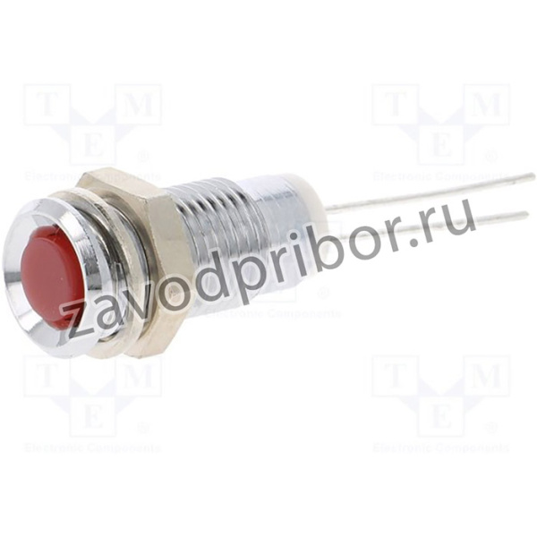 M.5030R, Индикат.лампа: LED, выпуклый, Отв: d8мм, на печатную плату, латунь
