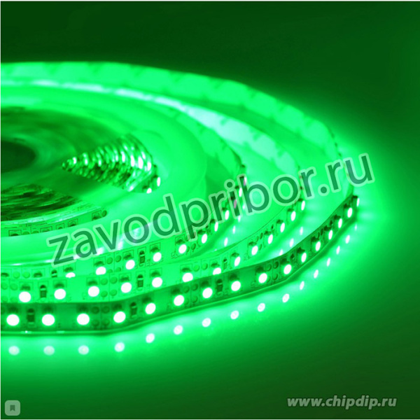 00-19 Светодиодная лента 12В, 9,6Вт/м, smd3528, 120д/м, IP20, подложка 8мм, 5м, зел.