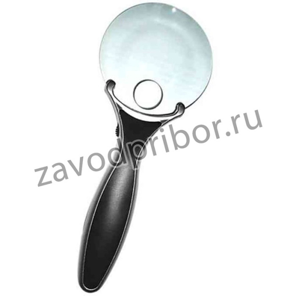 Ручная круглая лупа 3/6х-90мм для чтения с подсветкой /2 LED, черно-белая/ Luxman PL4418