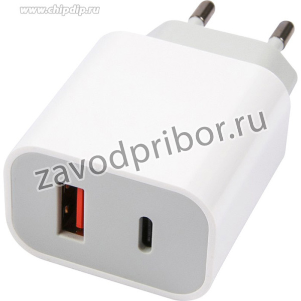 СЗУ Red Line Tech USB + Type-C (модель NQC-13), 3A, PD 20W, белый