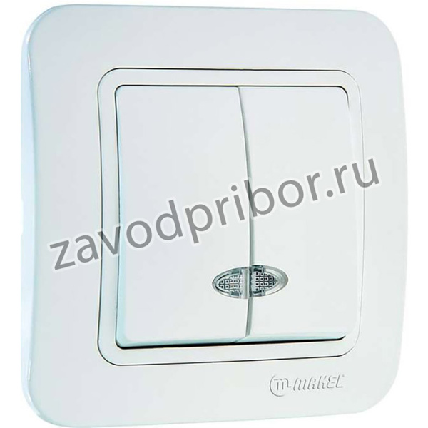 Выключатель 2-кл. СП Lillium 10А IP20 с подсветкой бел./бел. Makel 70023