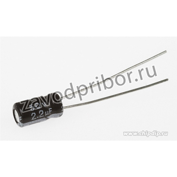 ECAP (К50-35 мини), 2.2 мкФ, 50 В, 4х7мм, JRK1H2R2M01500400070000B, Конденсатор электролитический алюминиевый миниатюрный