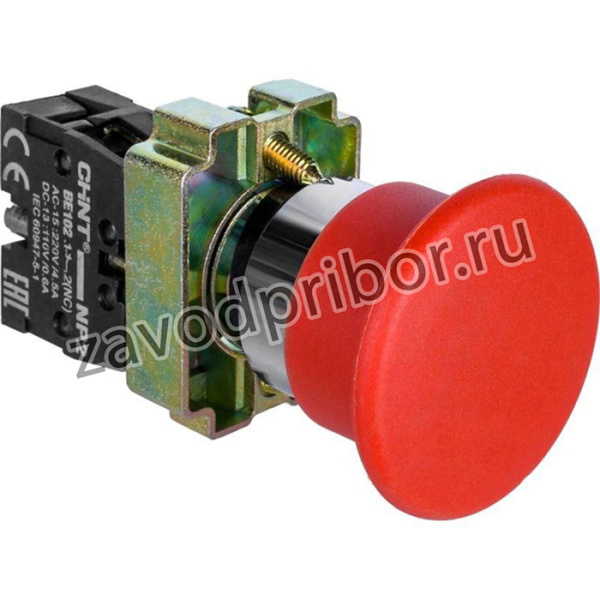 Кнопка управления "Грибок" NP2-BC42 d40мм (2) 1НЗ IP40 с самовозвратом без подсветки красн. CHINT 574846