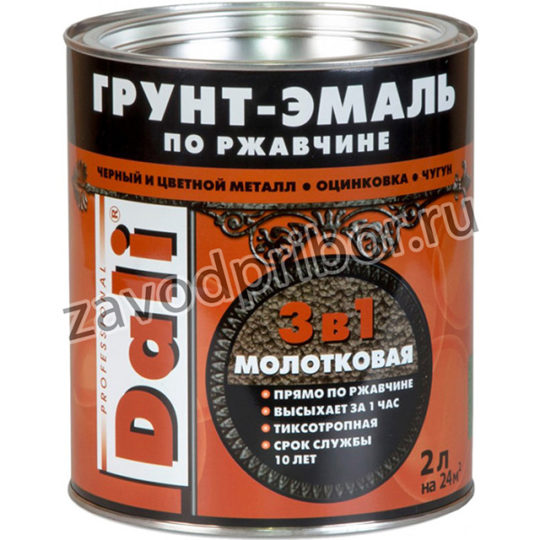 ГРУНТ- ЭМАЛЬ ПО РЖАВЧИНЕ 3 В 1 МОЛОТКОВАЯ КОРИЧНЕВАЯ 2 Л 3 29334