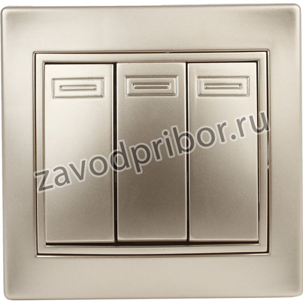 Выключатель тройной, 10А-250В, IP20, СУ, Plano, шампань Б0030051