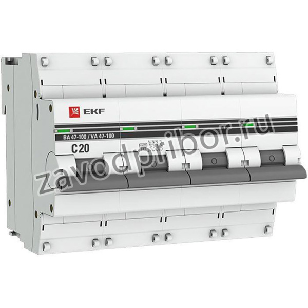 Выключатель автоматический модульный 4п C 20А 10кА ВА 47-100 PROxima EKF mcb47100-4-20C-pro