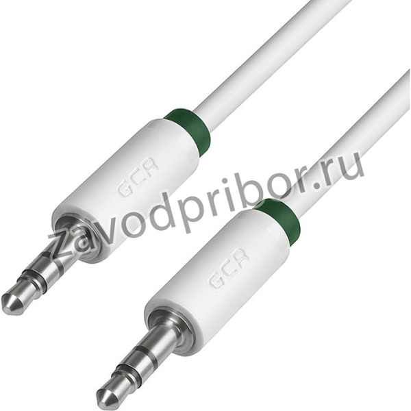 GCR-AVC1662-1.5m, GCR Кабель 1.5m аудио jack 3,5mm/jack 3,5mm белый, зеленая окантовка, ультрагибкий, M/M, Premium, эк