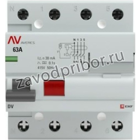 Устройство защитного отключения DV, 4P, 40А/30мА, A, AVERES SQ rccb-4-40-30-a-av