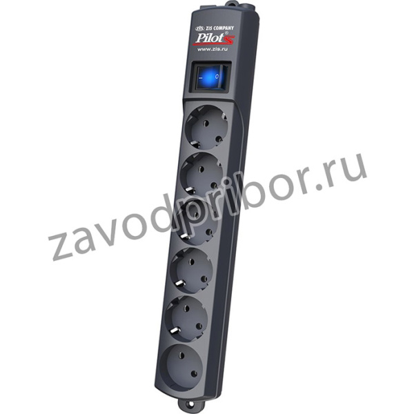 Pilot S7M Graphite, ZIS Pilot S (7 м, 6 розеток), Сетевой фильтр Pilot S 6 розеток (5 евро + 1 без заземления) 7 м, графит