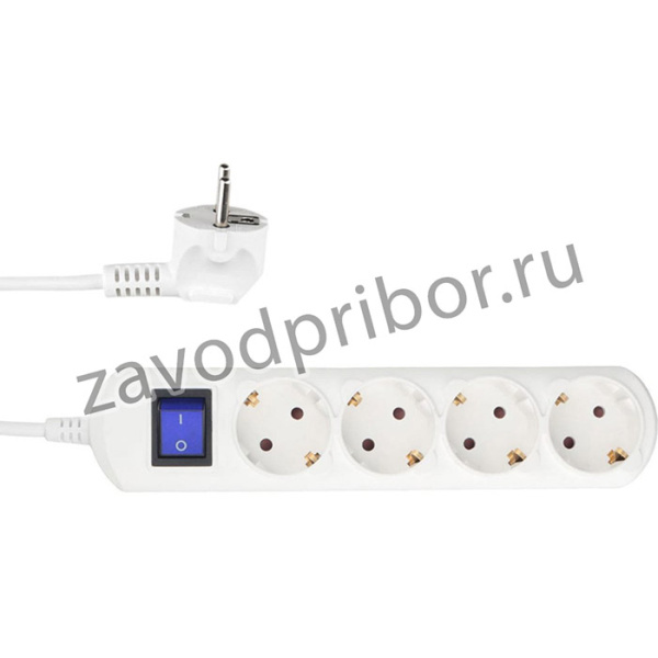 Бытовой удлинитель 4р с/з выкл., 3500 вт, 16 а, 1.5 м 3x1,00 белый PC-5B-1,5M