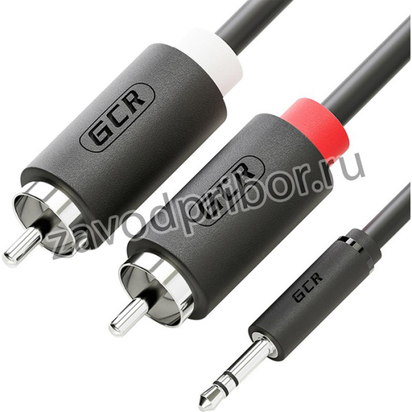 GCR-51724, GCR Кабель-переходник 2.0m аудио jack 3,5mm / 2 х RCA, черный
