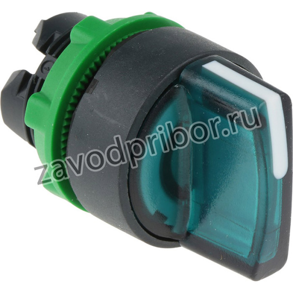 ZB5AK1233, Переключатель: поворотный, Фикс.пол: 2, 22мм, зеленый, Подсвет: LED