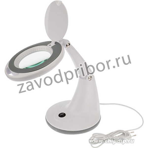 31-0245, Лупа настольная 3D с подсветкой 30 SMD LED, _100мм, белая