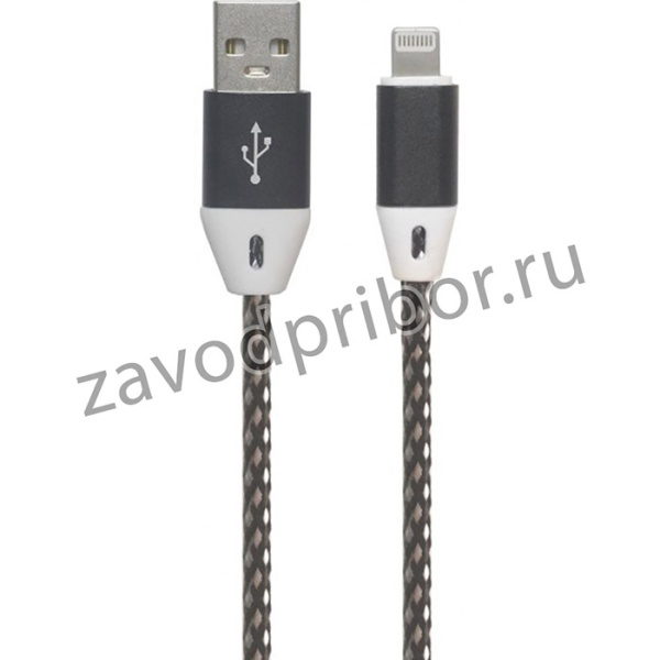 USB кабель "LP" для Apple Lightning 8 pin оплетка и металлические разъемы 1м белый
