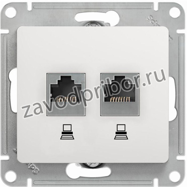 Розетка компьютерная 2-м Glossa RJ45 кат.5E механизм бел. SE GSL000185KK