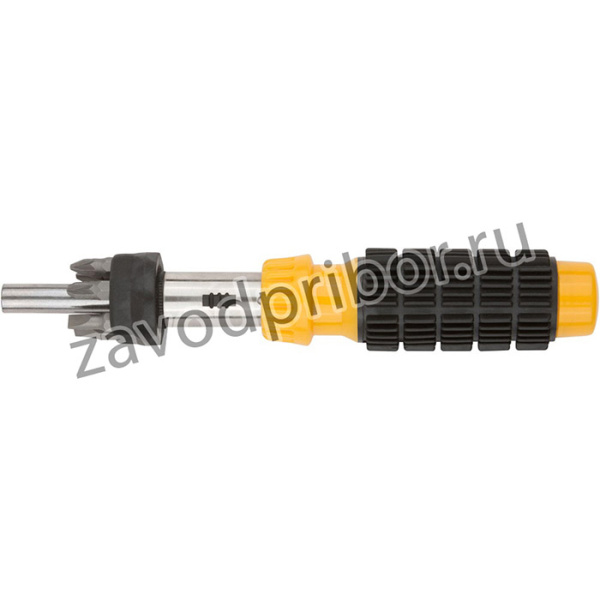 56295, Отвертка реверсивная, 6 CrV бит, желтая ручка с антискользящей накладкой