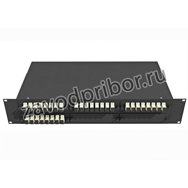 Оптический стоечный кросс 19, многомодовый, укомплектованный, КРС-Top-2U-32SC/U-OM2-BK