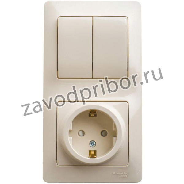 Блок комбинированный Glossa (розетка защ. шторки с заземл.+ 2-кл. выкл.) беж. SE GSL000274