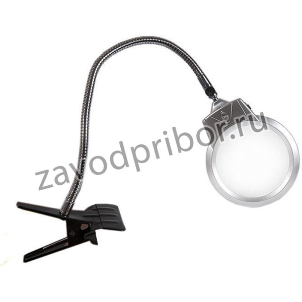 Лупа настольная MG15120A на гибком штативе (прищепка) с подсветкой
