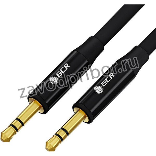GCR-53496, GCR Кабель 1.0m аудио jack 3.5mm/jack 3.5mm черный, GOLD, AL case черный, M/M