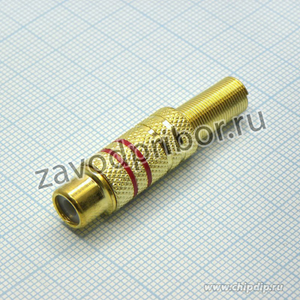RCA Gold гнездо с хв., (Гнездо RCA на кабель), RCA гнездо кабельное, разъем типа "тюльпан"