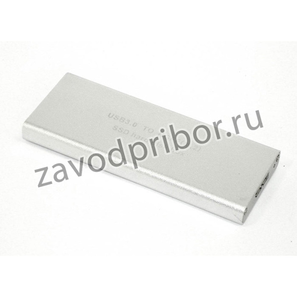 Бокс для SSD диска NGFF (M2) с выходом USB 3.0 алюминиевый, серебристый
