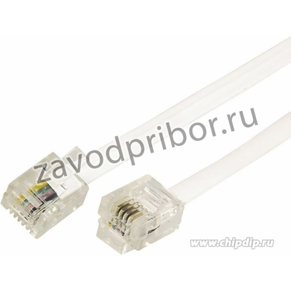 18-3071, Телефонный шнур, удлинитель RJ-11(6P-4C), длина 7 метров, белый