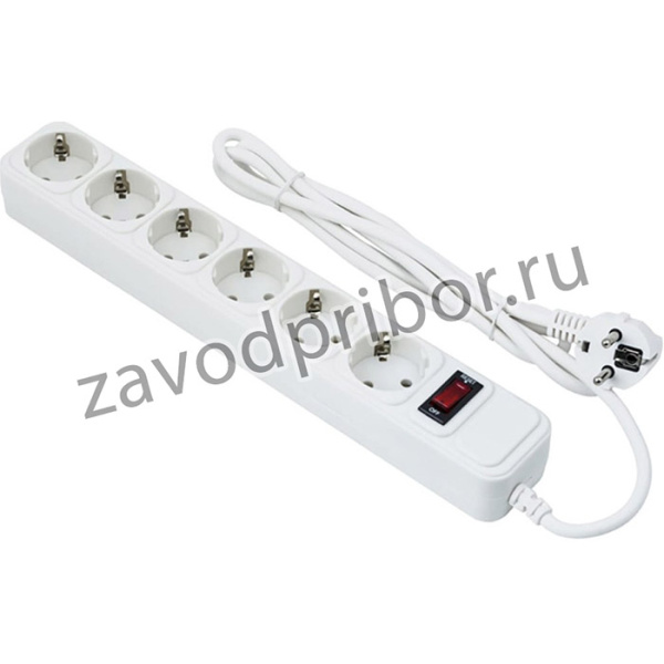 Сетевой фильтр SP-6-3W 6евро с заземл 3м защита от перегр выкл с подсветкой белый 221230