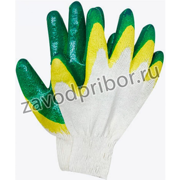 Перчатки рабочие латексный облив зеленый / 10 пар Т1735