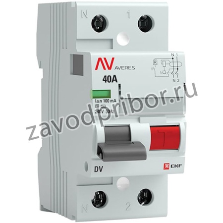 Устройство защитного отключения DV, 2P, 40А/100мА, S, AVERES, SQ rccb-2-40-100-s-av