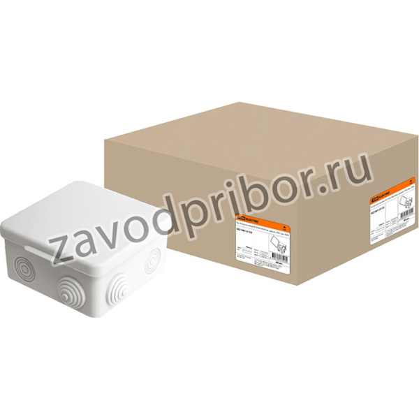 Распаячная коробка ОП 100х100х55мм, крышка, IP54, 8вх. TDM