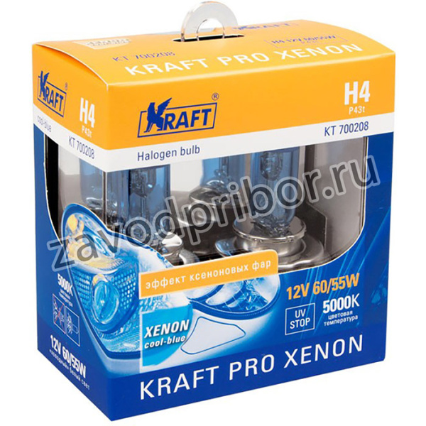 KT 700208, Лампа H4 12v 60/55w (P43t) Pro Xenon (2шт. блистер) Kraft
