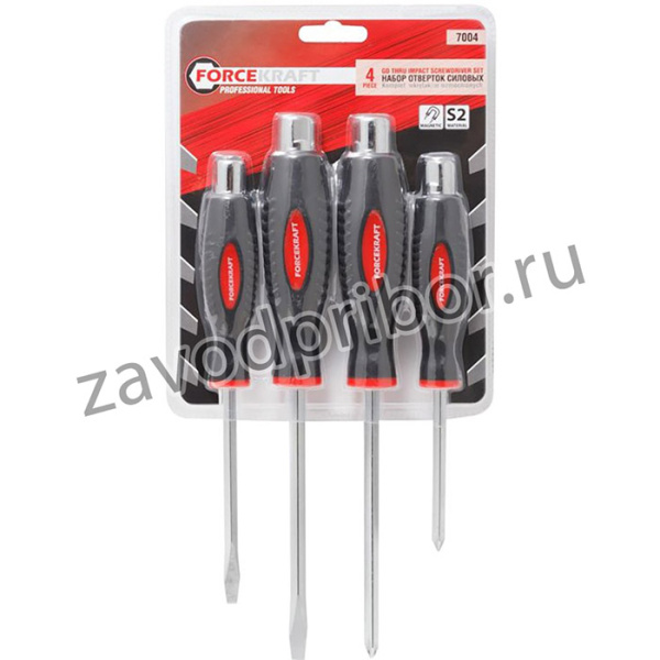 FK-7004, Набор отверток силовых магнитных Profi4пр.(SL:5. 5х100,6.5х125мм, PH:1х75,2х125мм)в блистере