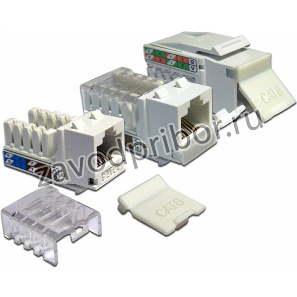 Вставка Keystone RJ-45 категория 6, белая, со шторкой, LAN-OK45U6/90-WH