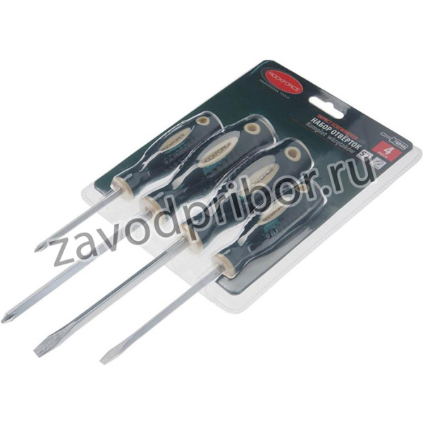 RF-7004A, Набор отверток SL5.5-SL6.5 PH1.0-PH2.0 магнитные в блистере 4 предмета Profi ROCKFORCE