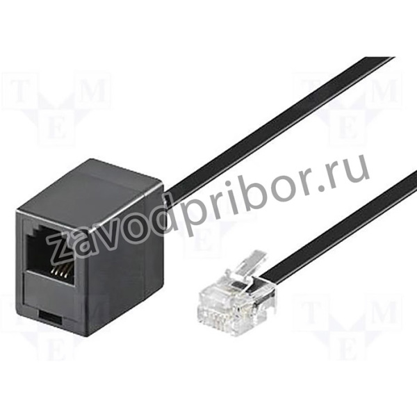 TEL-RJ11-PS-BK/06, Кабель: соединительный, телефонный, гнездо RJ11, вилка RJ11, 6м