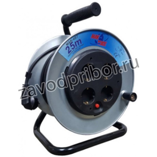 УДЛИНИТЕЛЬ НА КАТУШКЕ МЕТАЛЛИЧЕСКИЙ, ОДНОФАЗНЫЙ 4X220В MT248В H05VV-F 3x2,50мм2 25м 7627