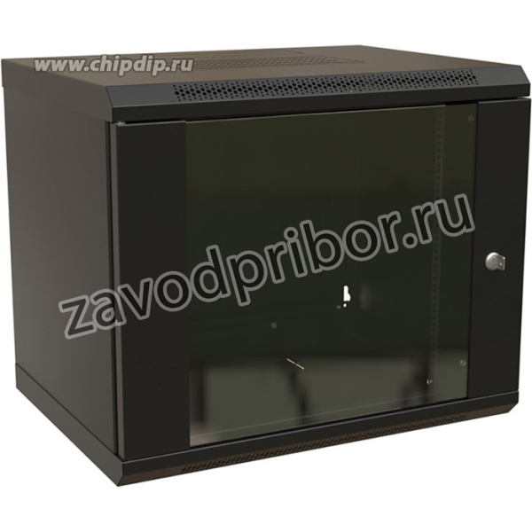 01 WRline WR-TW-1266-GP-RAL9004 Шкаф настенный 19-дюймовый (19"), 12U, 650x600х600мм, стеклянная дверь, цвет черный (RAL 9004) (разобранный)