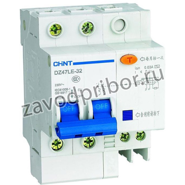 Выключатель автоматический дифференциального тока 2п C 20А 30мА тип AC 6кА DZ47LE-32 CHINT 199631
