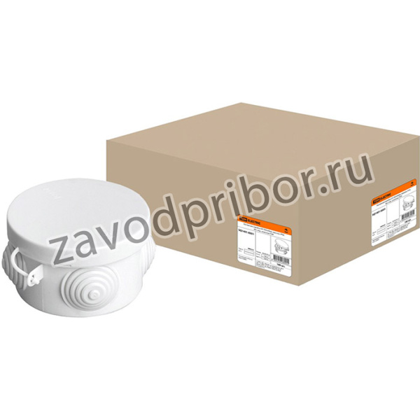 Распаячная коробка ОП D65х40мм, крышка, IP54, 4вх. инд. штрихкод TDM