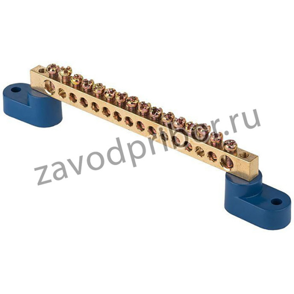 Шина нулевая N 8х12 16 отвер. латунь 2 син. угловых изолятора PROxima EKF sn0-125-16-2