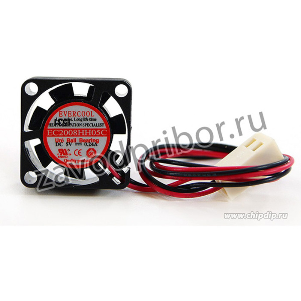EC2008HH05C, Вентилятор 5В, 20х20х08мм , подшипник Uni-ball, 19000 об/мин