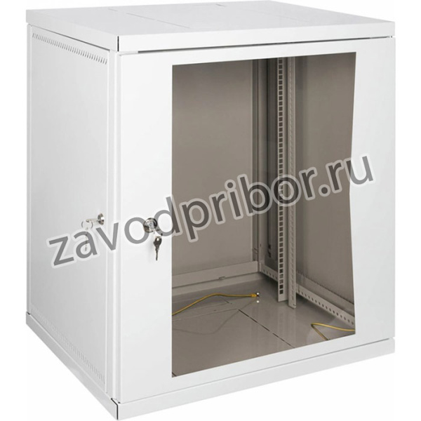 Настенный разборный шкаф 19", 12U, стеклянная дверь, 600x450, серый УТ000003577