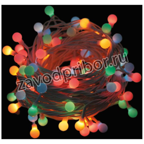 Электрогирлянда Шарики Bead-100-5-MC 100 LED 5м 8 реж IP20 прозр пров 8238