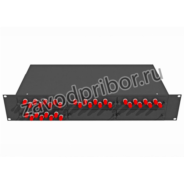 Оптический стоечный кросс 19, одномодовый, укомплектованный, КРС-Top-2U-32ST/U-OS2-BK