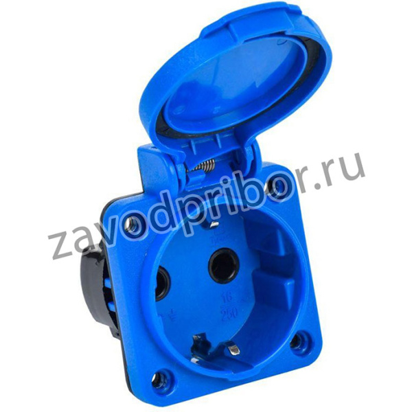 Розетка панельная MAGNUM 2P+PE 16А IP54 РП12-3 с защ. крышкой с заземл. син. IEK PSN71-016-3-2-54-K07