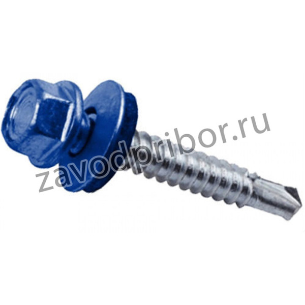 Саморез КР св. 4,8x28 RAL-5005 насыщенный синий 300 шт - ведро 124451